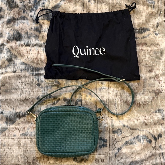 Quince Teal Woven Crossbody Bag - Picture 2 of 4